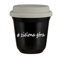 Cup 80 ml BLACK "Zielona Góra", with white lid