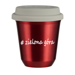 Cup 80 ml METALLIC RED "Zielona Góra", with white lid