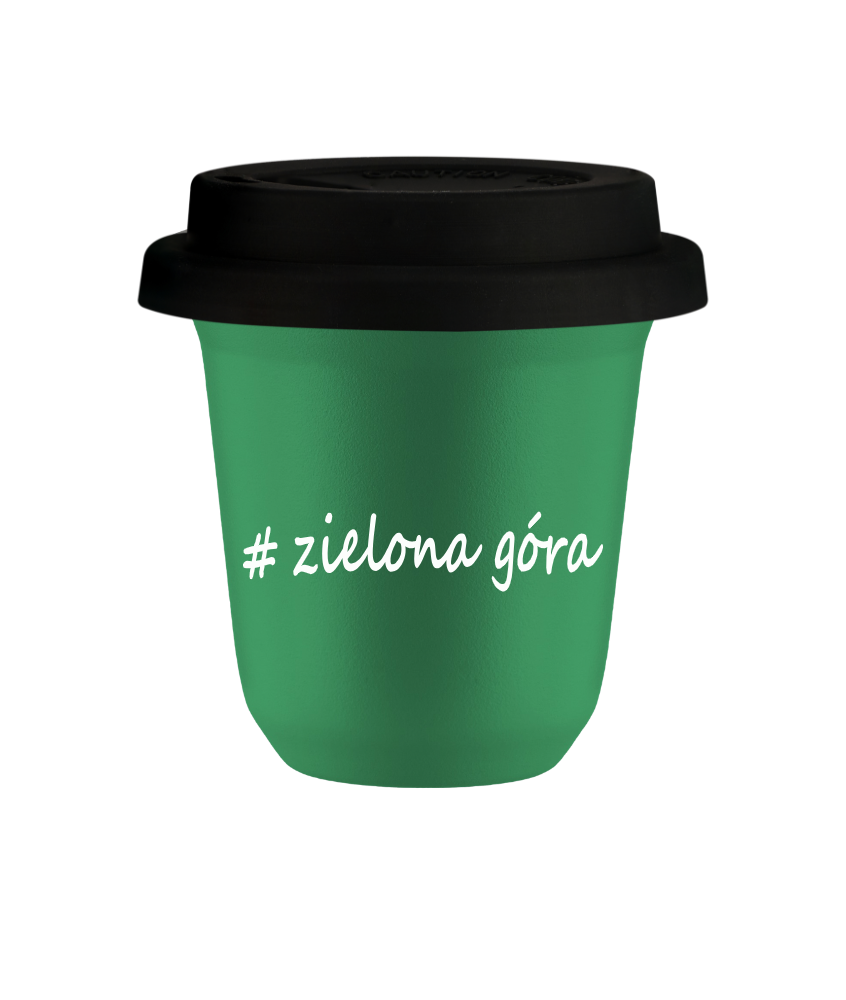Cup 240 ml GREEN "Zielona Góra", with black lid