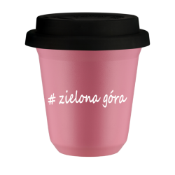 Cup 150 ml PINK "Zielona Góra", with black lid