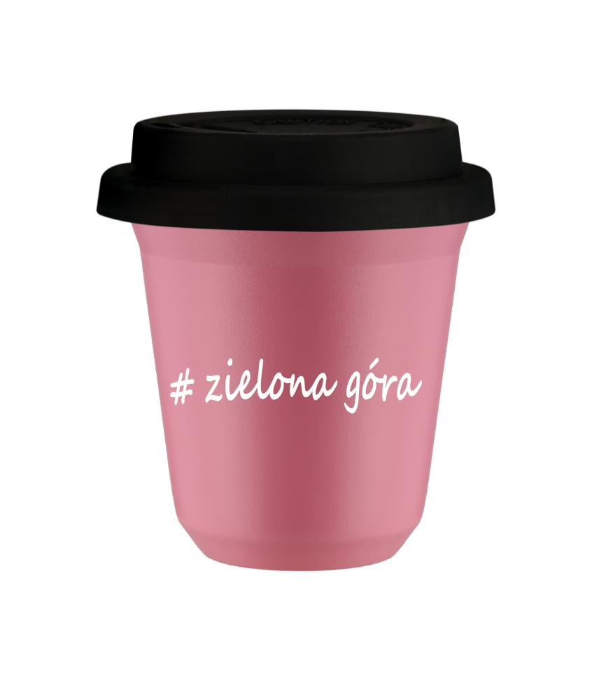 Cup 150 ml PINK "Zielona Góra", with black lid
