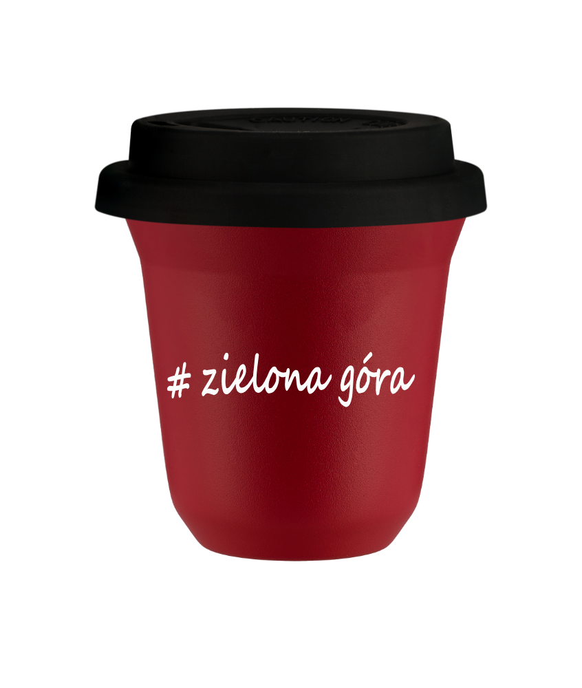 Kubek 240 ml CZERWONY Zielona Góra z pokrywką czarna kubek termiczny na kawe | 75,00 zł