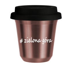 Cup 150 ml ROSE GOLD "Zielona Góra", with black lid