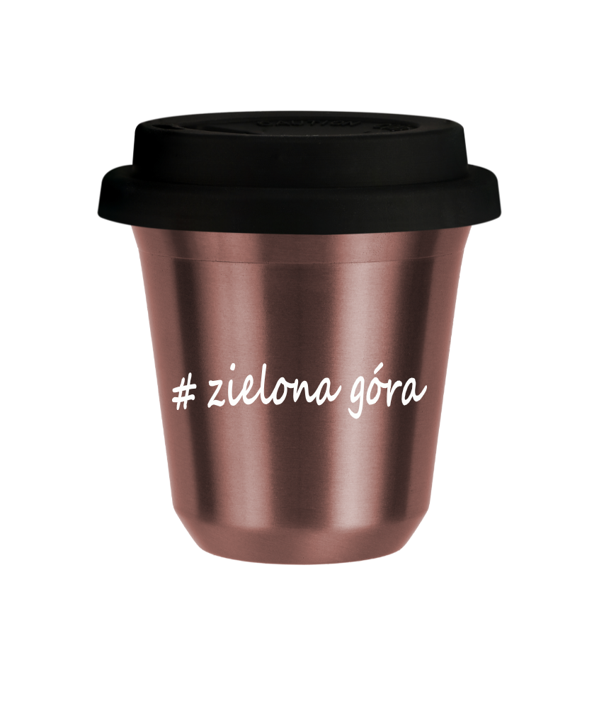 Cup 150 ml ROSE GOLD "Zielona Góra", with black lid