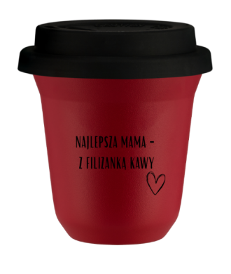 Kubek czerwony Mama z filiżanką kawy 80 ml