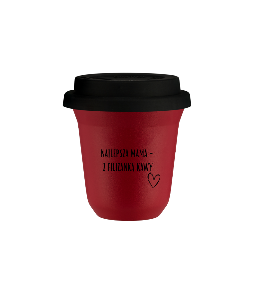 Kubek czerwony Mama z filiżanką kawy 240 ml