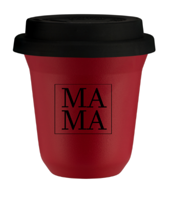 Kubek czerwony „MAMA” w minimalistycznym kwadracie 80 ml