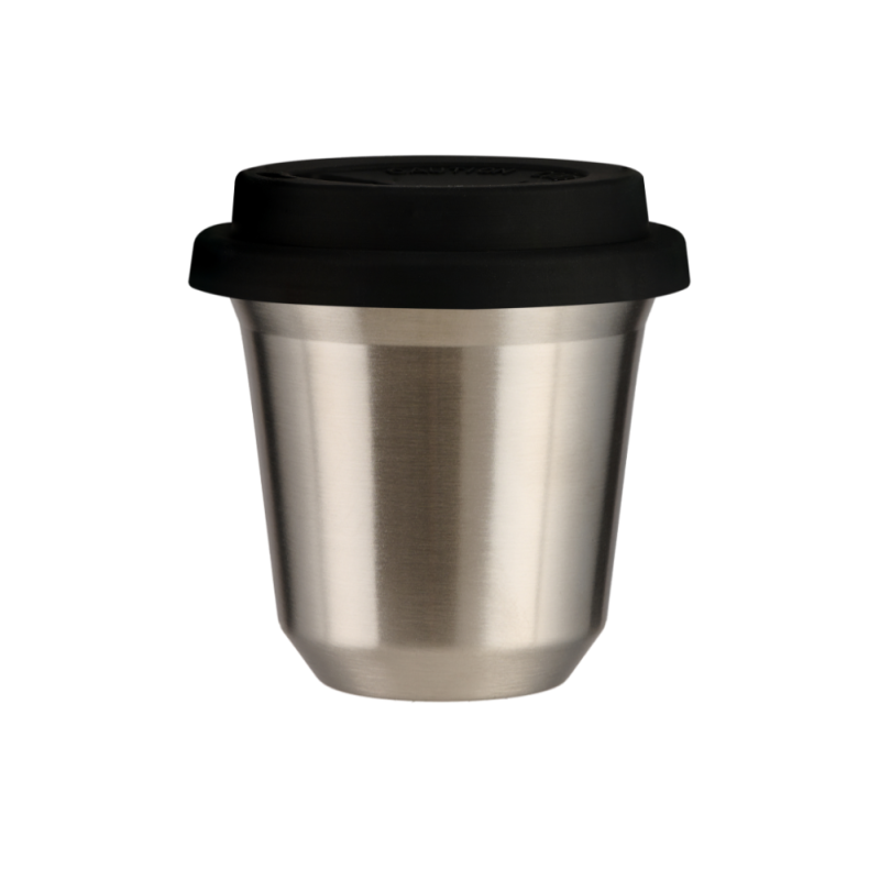Cup 350 ml SILVER, with black lid