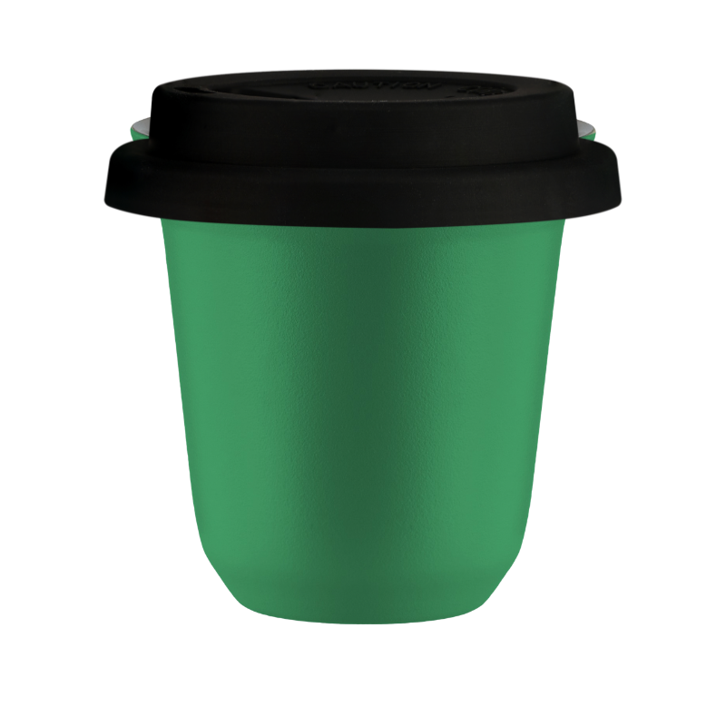 Kubek 240 ml ZIELONY, z czarną pokrywką Kubek 240 ml ZIELONY, z czarną pokrywką