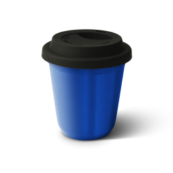 Kubek 240 ml NIEBIESKI METALIC, z czarną pokrywką