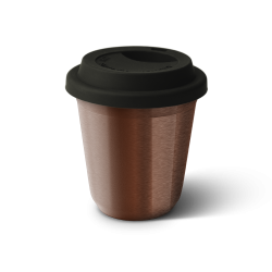 Kubek 240 ml RÓŻOWE ZŁOTO, z czarną pokrywką