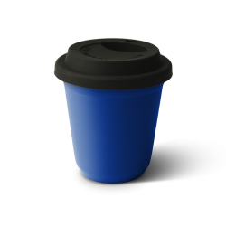 Kubek 240 ml NIEBIESKI, z czarną pokrywką