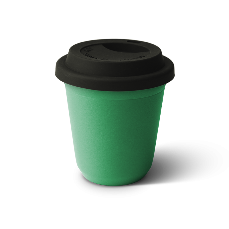 Kubek 150 ml ZIELONY, z czarną pokrywką