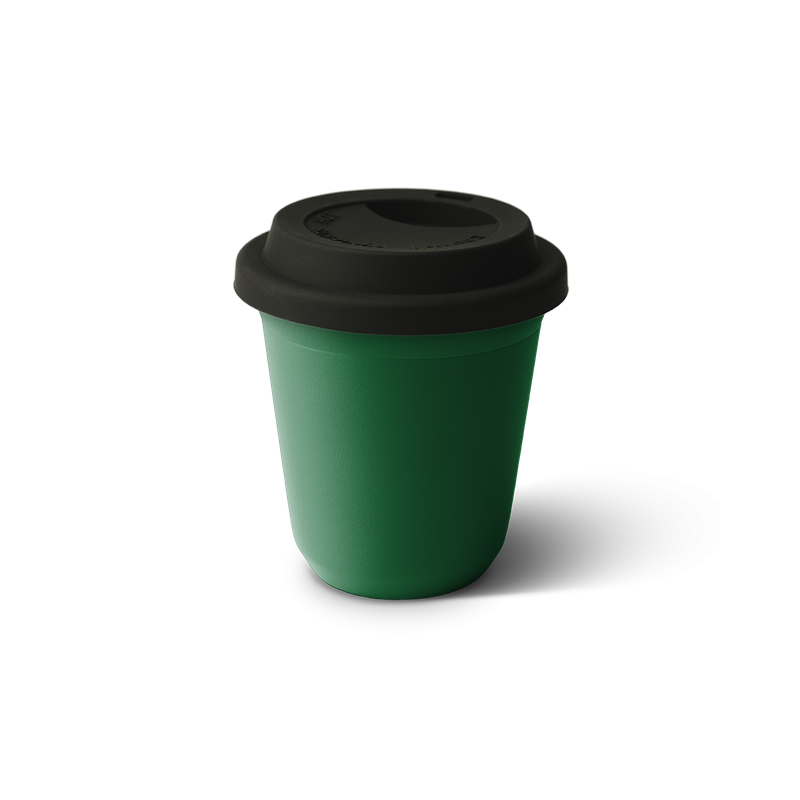 Kubek 150 ml ZIELONY, z czarną pokrywką