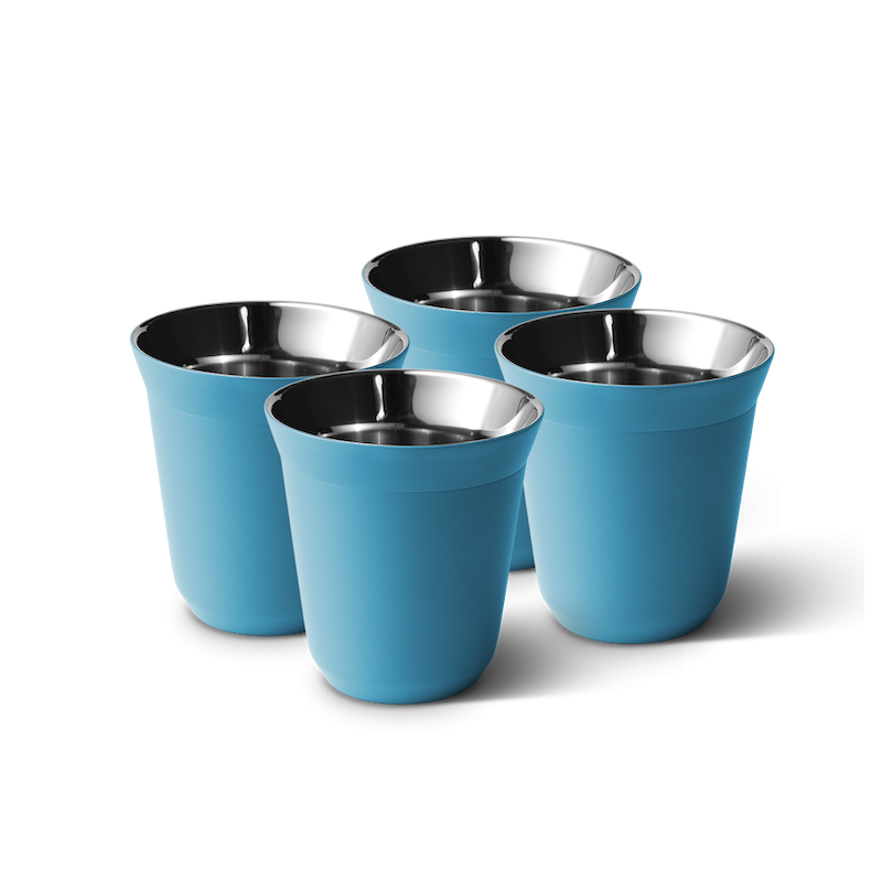 Zestaw 4 błękitnych kubków 240 ml