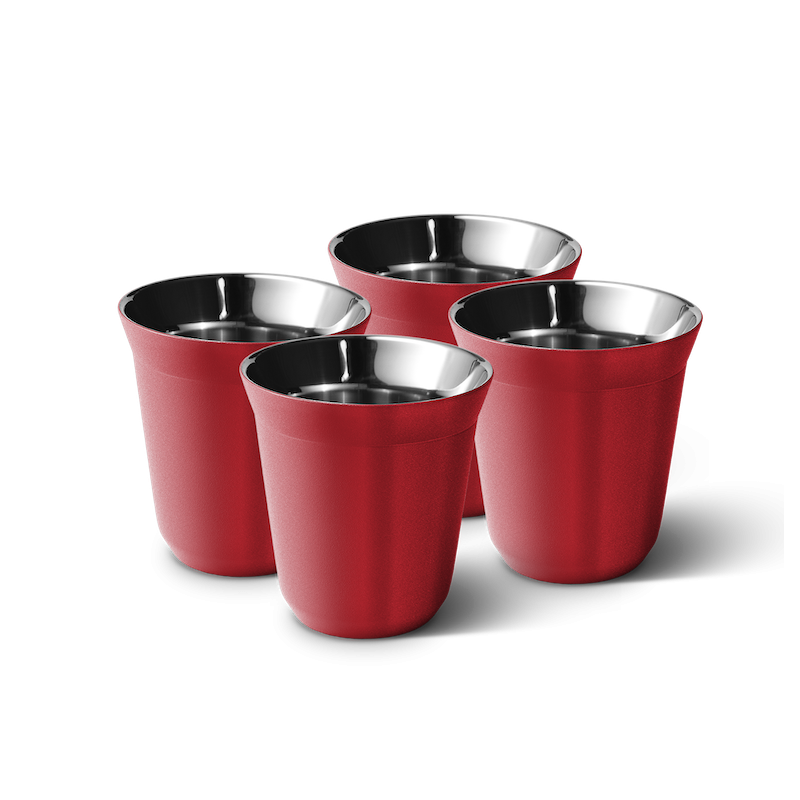 Zestaw 4 czerwonych kubków 80 ml
