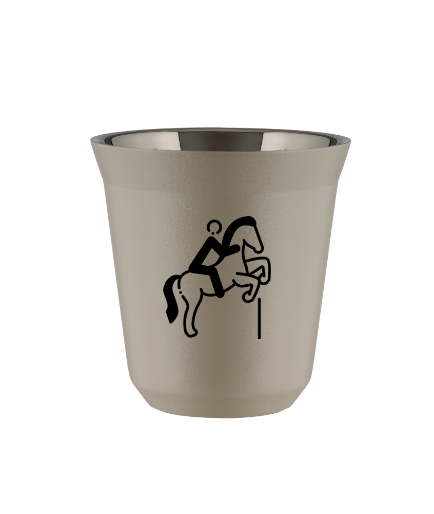 Kubek 80 ml BEŻOWY "Jeździectwo 1 (czarny)"