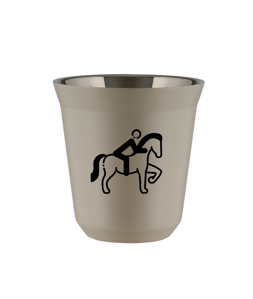Kubek 80 ml BEŻOWY "Jeździectwo 2 (czarny)"