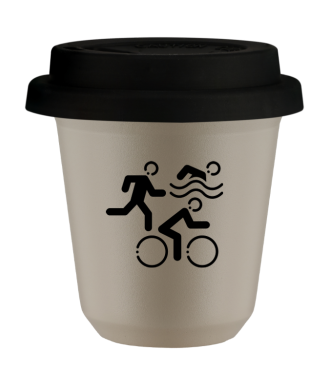 Kubek 80 ml BEŻOWY "Sporty (czarny)", z czarną pokrywką Kubek 80 ml BEŻOWY "Sporty (czarny)", z czarną pokrywką