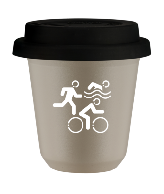 Kubek 80 ml BEŻOWY "Sporty (biały)", z czarną pokrywką Kubek 80 ml BEŻOWY "Sporty (biały)", z czarną pokrywką