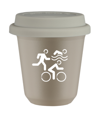 Kubek 80 ml BEŻOWY "Sporty (biały)", z białą pokrywką Kubek 80 ml BEŻOWY "Sporty (biały)", z białą pokrywką