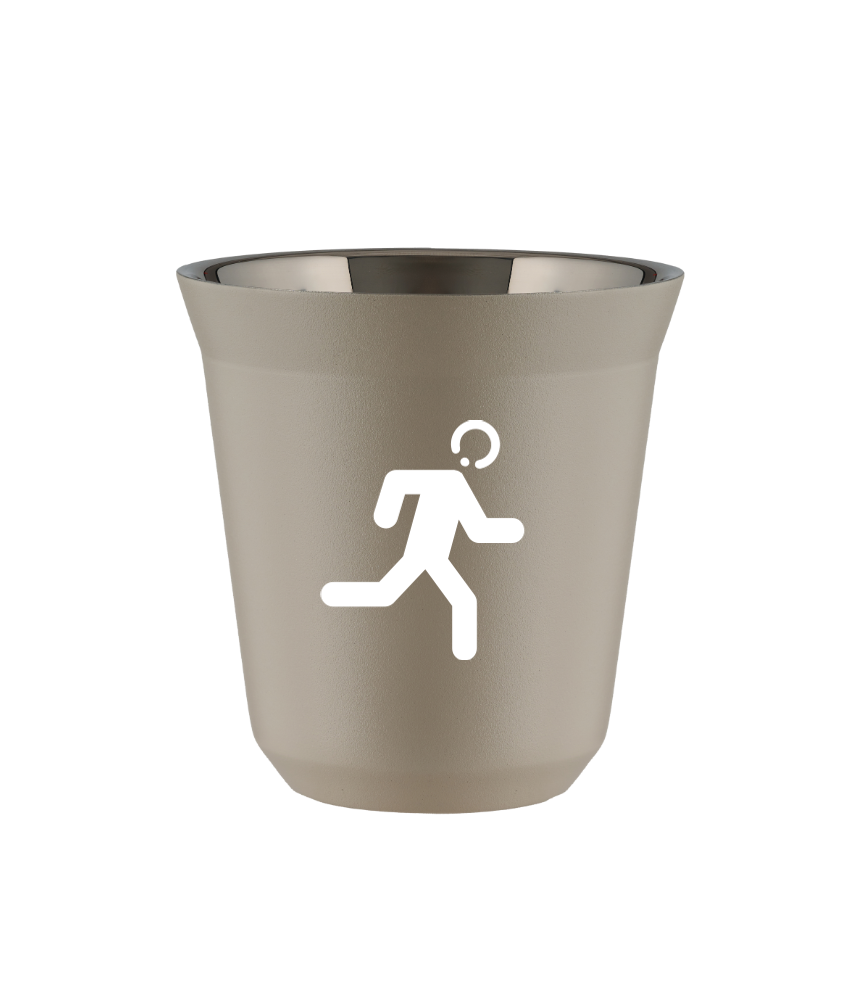 Kubek 80 ml BEŻOWY "Biegacz (biały)"