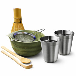 Zestaw Matcha + 2 srebrne kubki 240 ml