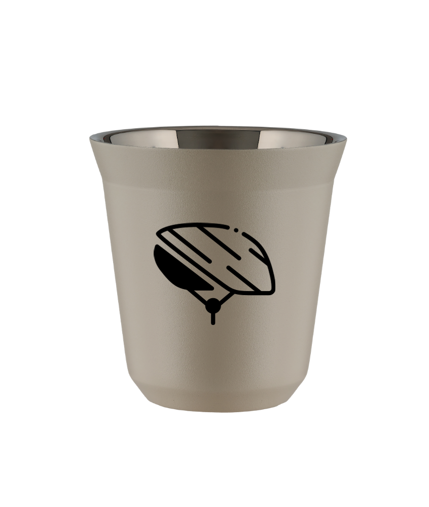 Kubek 80 ml BEŻOWY "Kask (czarny)"