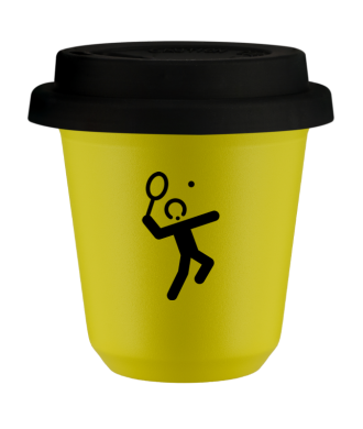 Kubek canary yellow 80 ml, TENIS 2 (czarny) z pokrywka czarna
