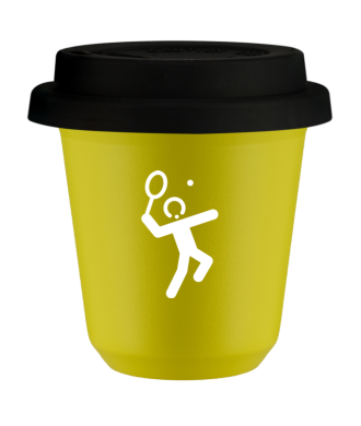 Kubek canary yellow 80 ml, TENIS 2 (bialy) z pokrywka czarna