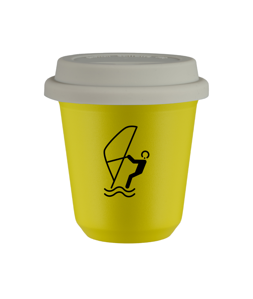 Kubek canary yellow 80 ml, SPORTY WODNE (czarny) z pokrywka biala kubek termiczny na kawe | 70,00 zł