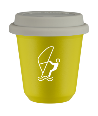 Kubek canary yellow 80 ml, SPORTY WODNE (bialy) z pokrywka biala