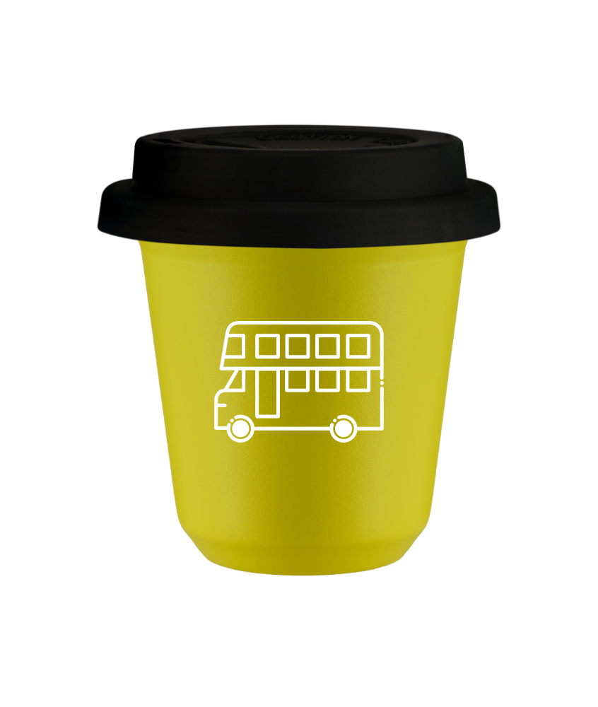Kubek canary yellow 80 ml, AUTOBUS (bialy) z pokrywka czarna kubek termiczny na kawe | 70,00 zł Kubek canary yellow 80 ml, AUTOBUS (bialy) z pokrywka czarna kubek termiczny na kawe | 70,00 zł