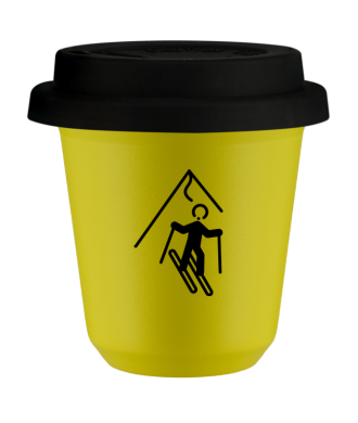 Kubek canary yellow 80 ml, NARCIARSTWO (czarny) z pokrywka czarna