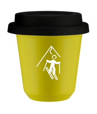 Kubek canary yellow 80 ml, NARCIARSTWO (bialy) z pokrywka czarna