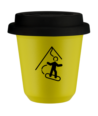 Kubek canary yellow 80 ml, SNOWBOARD z pokrywka czarna