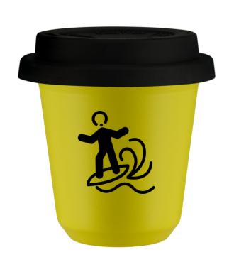 Kubek canary yellow 80 ml, WINDSURFING z pokrywka czarna