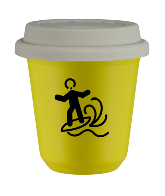 Kubek canary yellow 80 ml, WINDSURFING z pokrywka biala