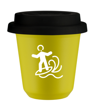Kubek canary yellow 80 ml, WINDSURFING (bialy) z pokrywka czarna
