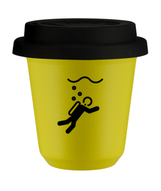 Kubek canary yellow 80 ml, NURKOWANIE z pokrywka czarna