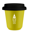 Kubek canary yellow 80 ml, BIG BEN (bialy) z pokrywka czarna kubek termiczny na kawe | 70,00 zł