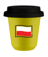 Kubek canary yellow 80 ml, FLAGA POLSKI z pokrywka czarna kubek termiczny na kawe | 70,00 zł