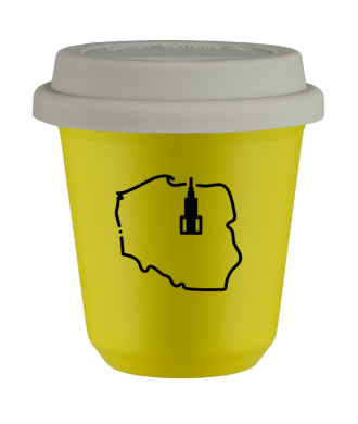 Kubek canary yellow 80 ml, POLSKA z pokrywka biala