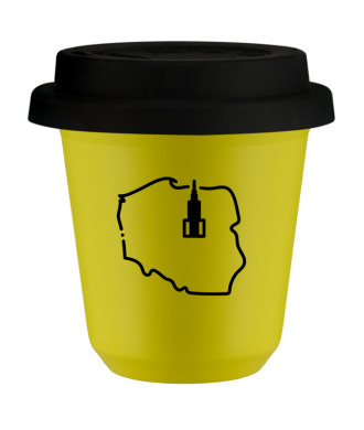 Kubek canary yellow 80 ml, POLSKA (czarny) z pokrywka czarna