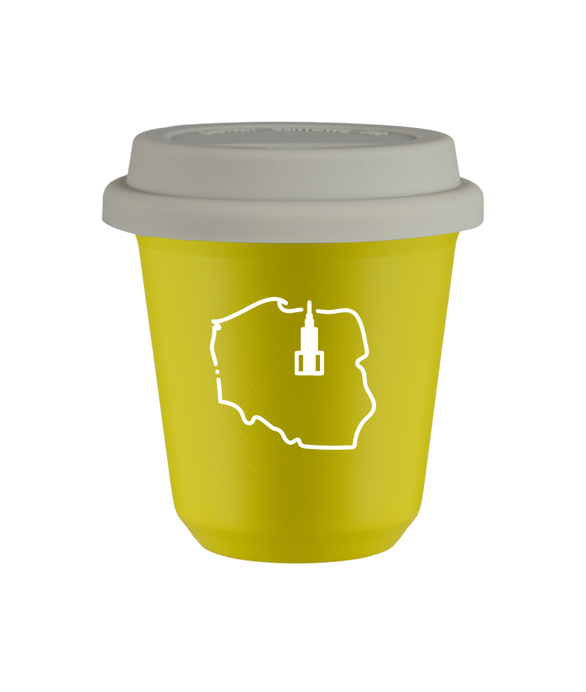 Kubek canary yellow 80 ml, POLSKA (bialy) z pokrywka biala kubek termiczny na kawe | 70,00 zł