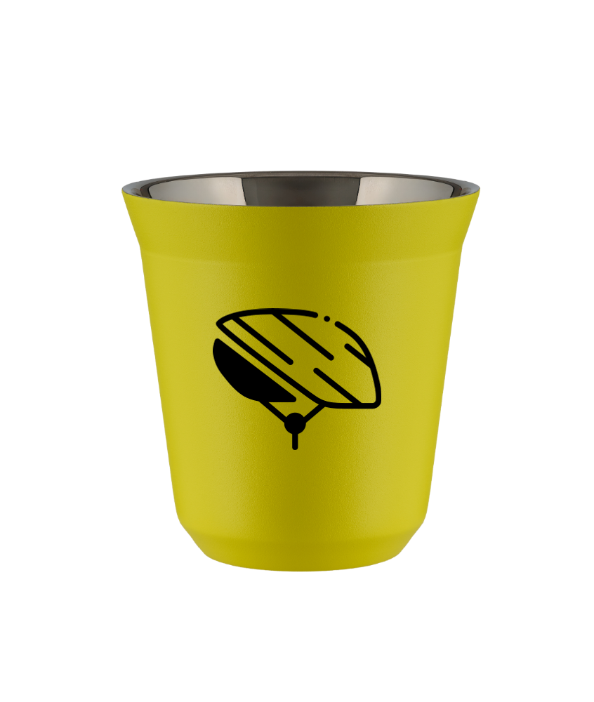 Kubek 80 ml ŻÓŁTY "Kask (czarny)"