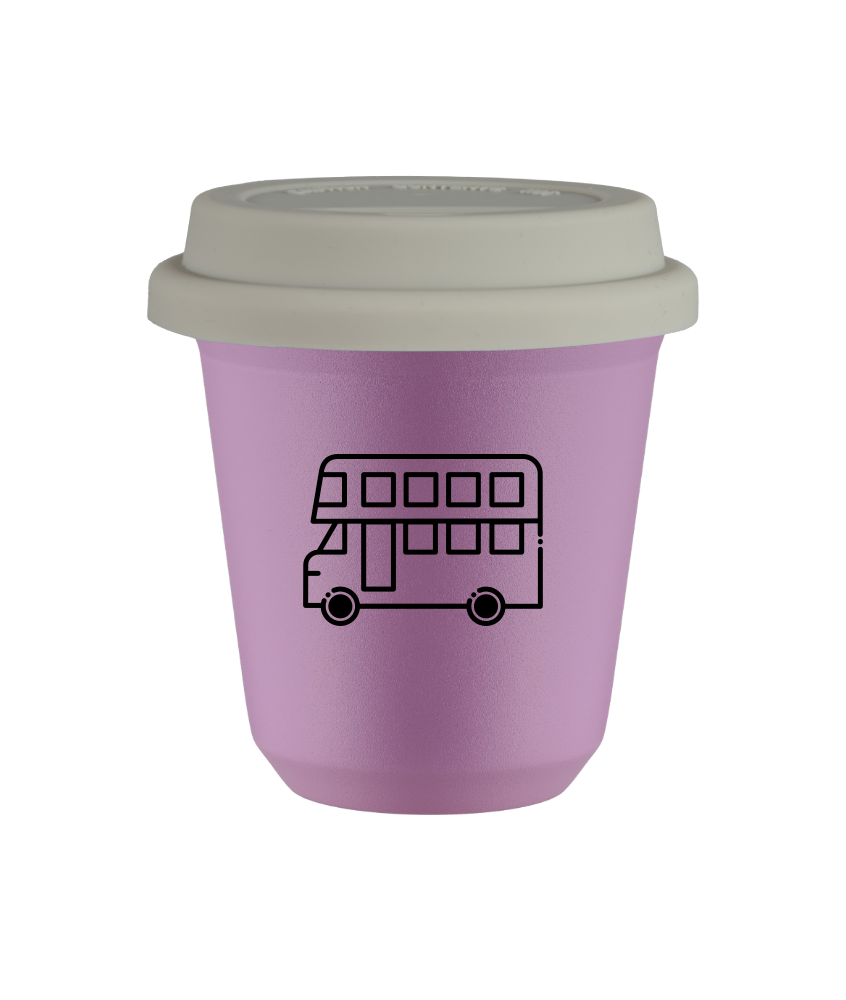 Kubek 80 ml LILIOWY "Autobus", z białą pokrywką