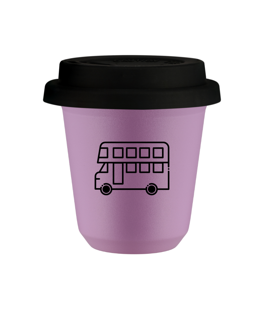 Kubek liliowy 80 ml, AUTOBUS (czarny) z pokrywka czarna kubek termiczny na kawe | 70,00 zł