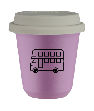 Kubek 80 ml LILIOWY "Autobus (czarny)", z białą pokrywką Kubek 80 ml LILIOWY "Autobus (czarny)", z białą pokrywką