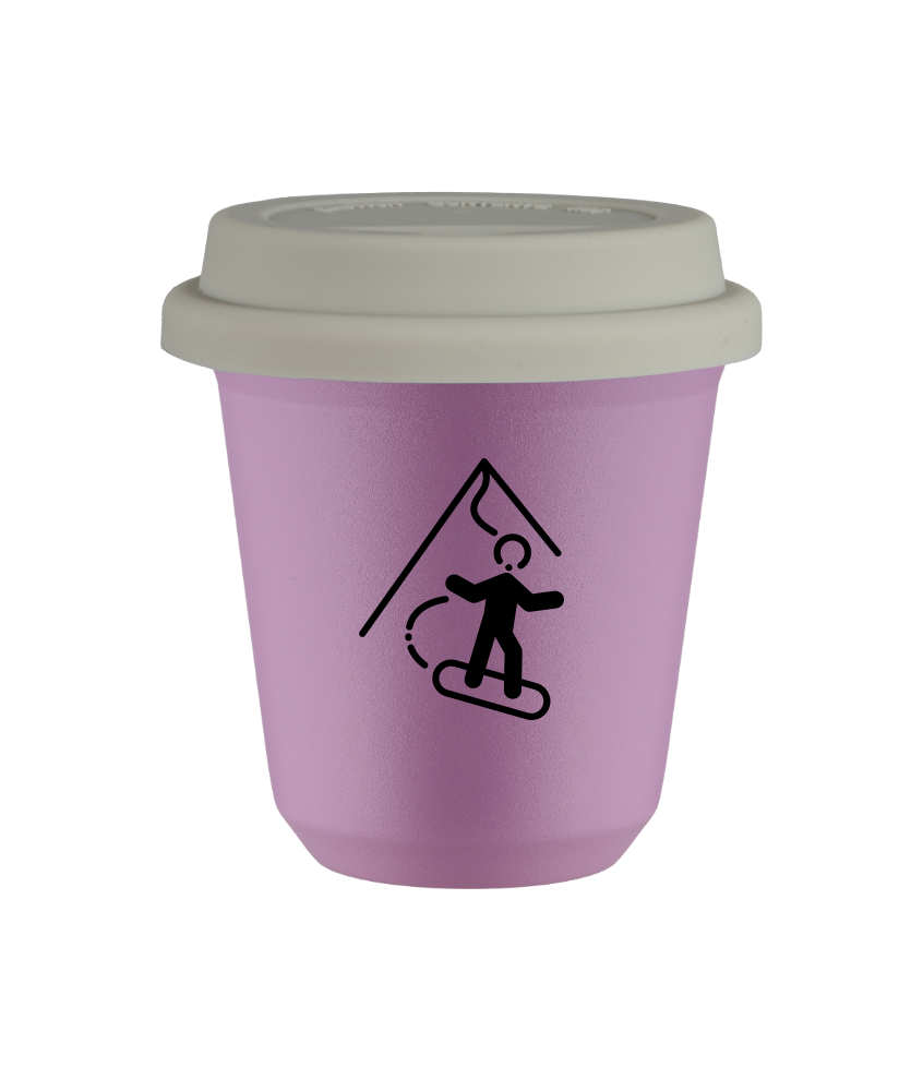 Kubek 80 ml LILIOWY "Snowboard (czarny)", z białą pokrywką